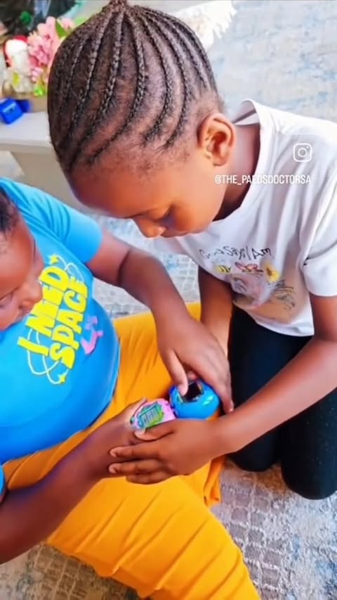 Instagram post by @the_paedsdoctorsa for Prima Toys. Caption reads: 🎀🐰🌐Hello, ma lovies. Meet Tamagotchi Paradise,....