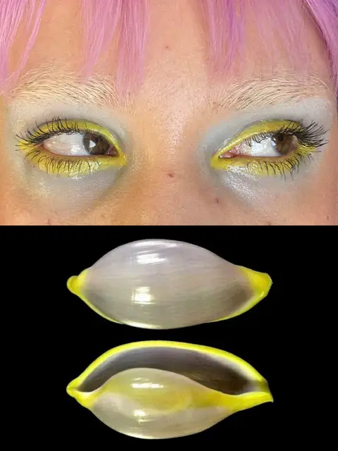 TikTok post by @ocean.error for Noiricorn. Caption reads: [...] 😣 Using : @BeautyBay white eye base....
