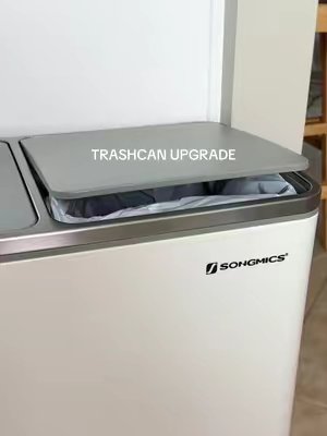 TikTok post by @jennissaved for Songmics. Caption reads: [...] 😌🚮 #kitchenupgrade #trashcan #songmics....