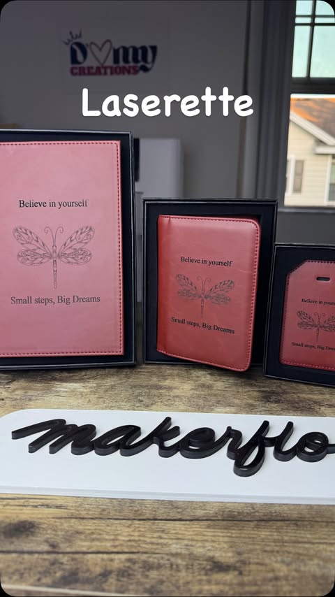 Instagram post by @makerflo_ for LaserPecker. Caption reads: Laserette collection from @makerflo_ The excellent....