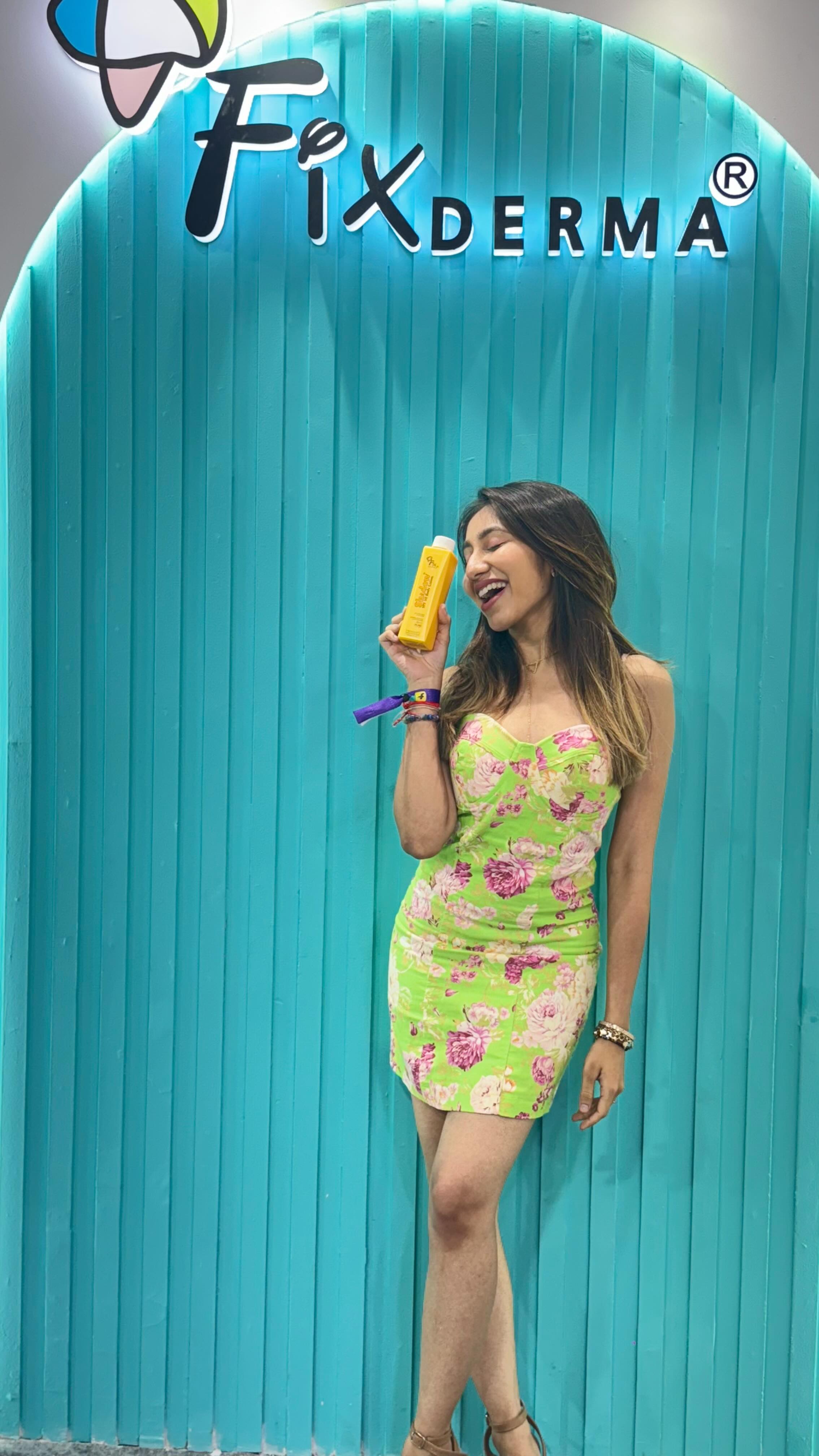 Instagram post by @kwinashah for Fixderma. Caption reads: Say hello to clear, glowing skin with....