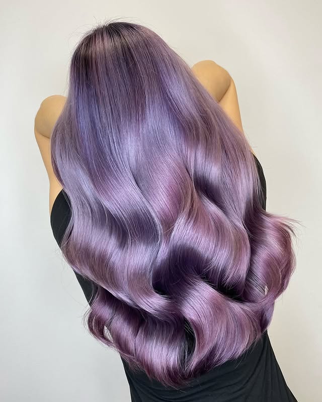 Instagram post by @lailapettersenhair for Wella. Caption reads: Obsessed with purple? Same💜

@lailapettersenhair....