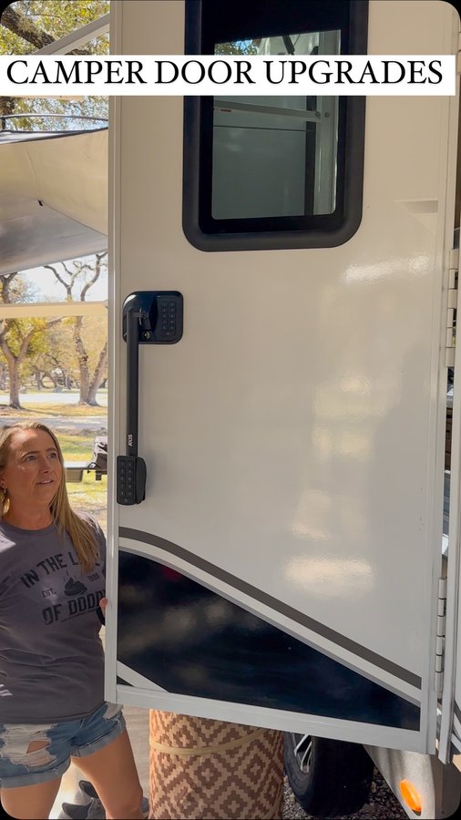 Instagram post by @gills_on_wheels for RVLock. Caption reads: [...] our lives a little bit easier. 
1. Trek....