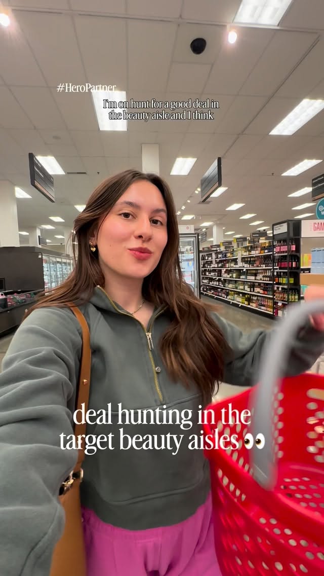 Instagram post by @allthingstarget for Hero Cosmetics. Caption reads: Take $2 off select Hero Cosmetics products! #ad....