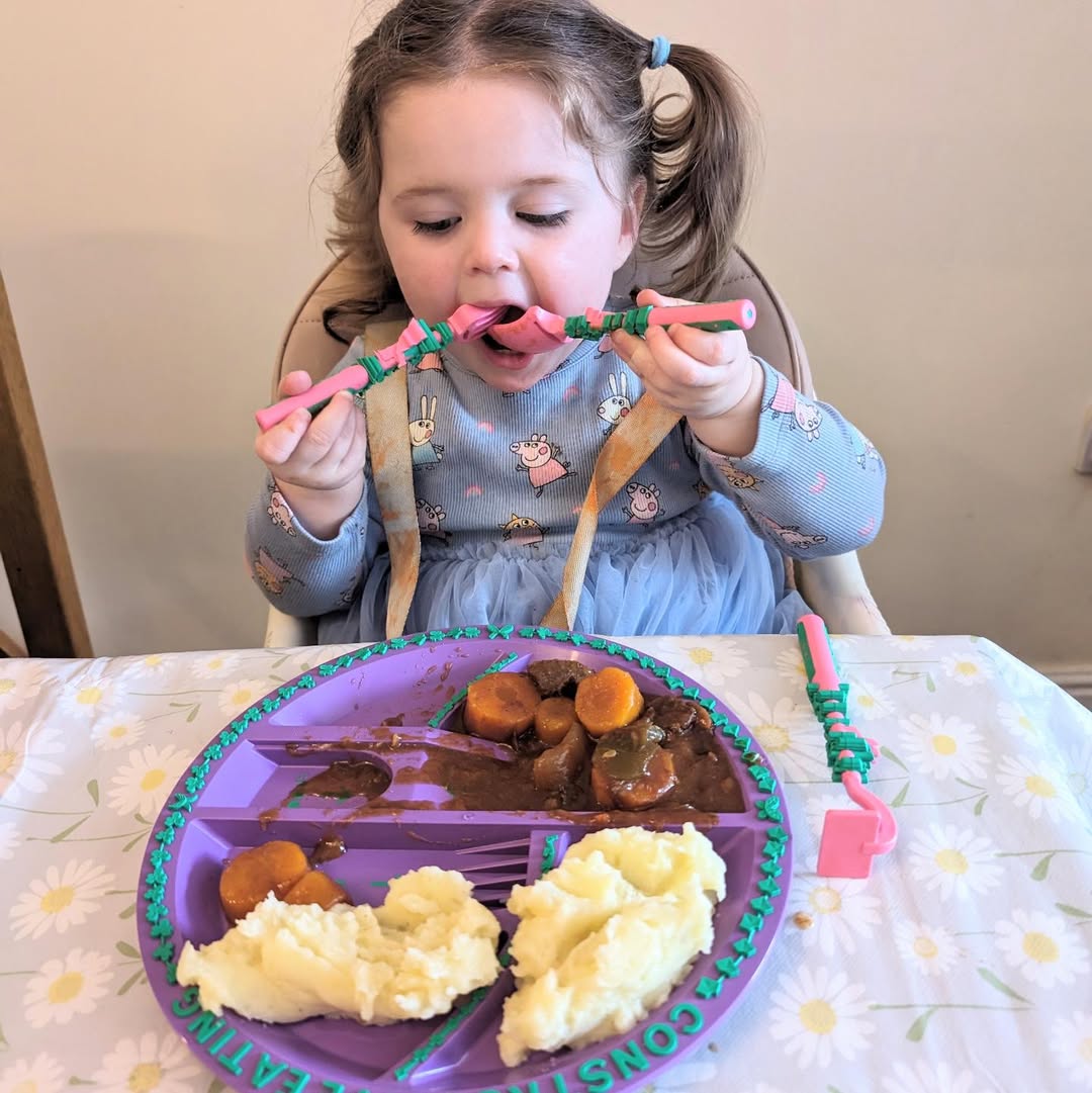 Instagram post by @toby_and_the_twins16 for Constructive Eating. Caption reads: [...] engaging plates and cutlery from....