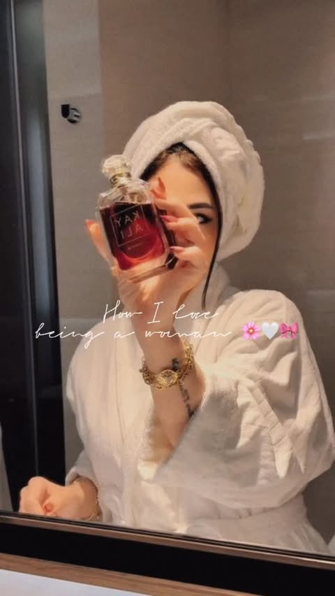 Instagram post by @thehanoonista_h for KAYALI FRAGRANCES. Caption reads: How I love being a woman 👩🏻🌸🎀 My fav makeup....