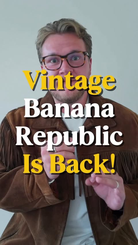 Instagram post by @nickthrowsafit for Banana Republic. Caption reads: Vintage Banana Republic is back. Thanks to....