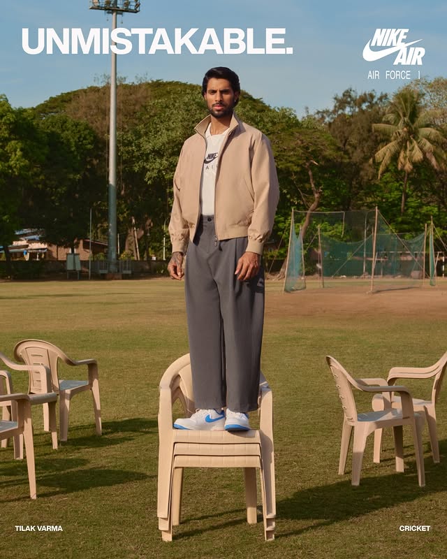Instagram post by @tilakvarma9 for Nike. Caption reads: Nike Air Force 1 ‘Unmistakable’. For those who....