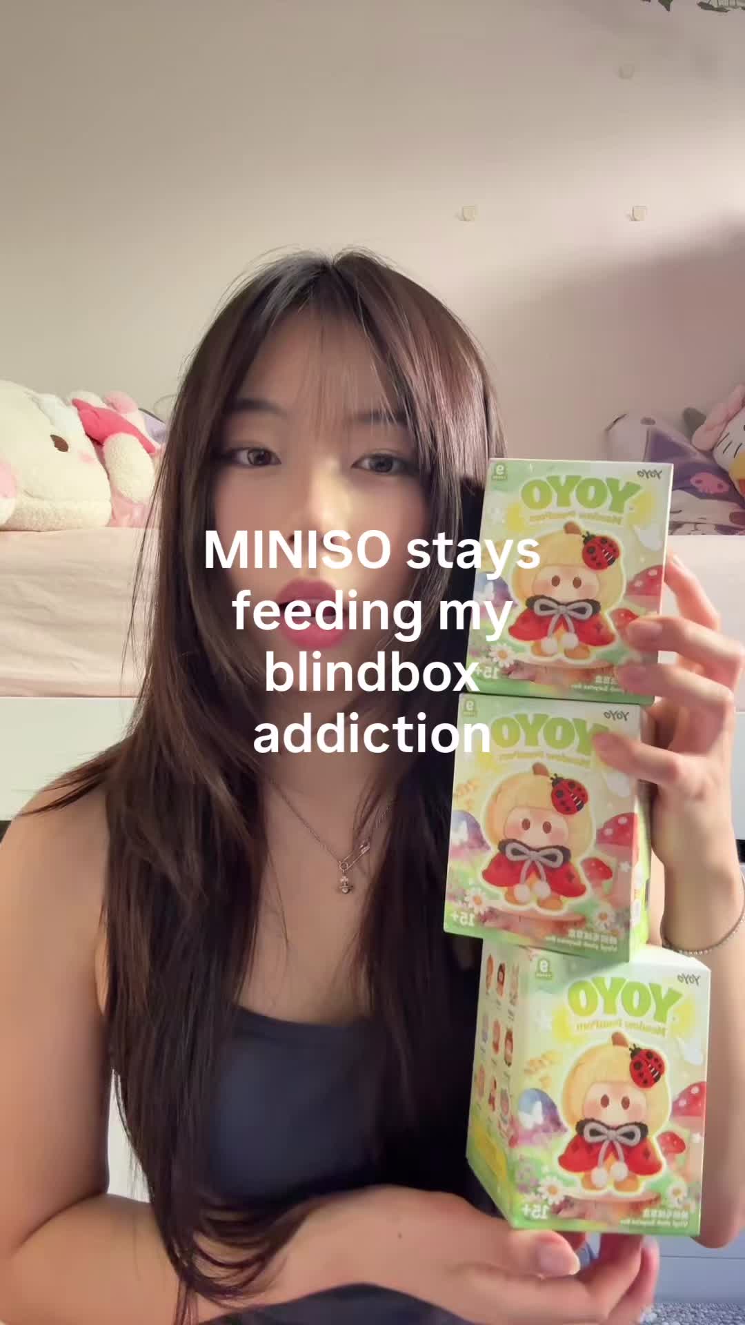 TikTok post by @kuromivlogs for MINISO United States. Caption reads: obsessed with these @MINISO United States @MINISO....