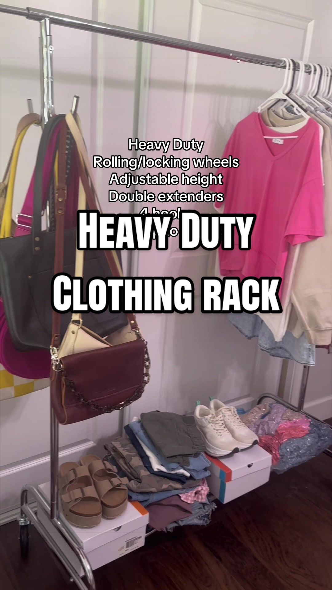 TikTok post by @jenniferdean41 for Raybee Furniture. Caption reads: Heavy duty clothes rack @RaybeeFurniture....