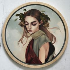 Instagram post by @kelseyjbeckett for Trekell Art Supplies. Caption reads: “The Call of the Hollow” oil on wooden panel. My....