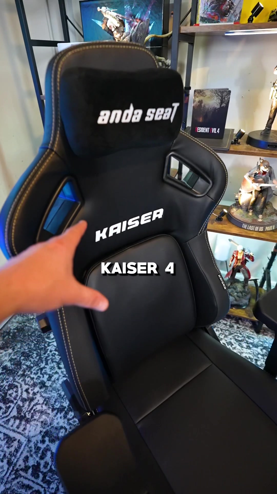 TikTok post by @bluethunder for AndaSeat. Caption reads: Tap the link in my bio to try out ANDASEAT today!....