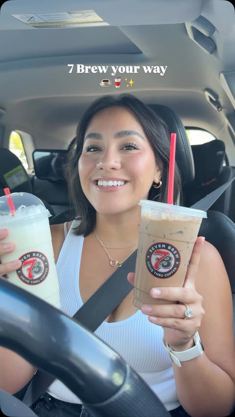 Instagram post by @susie.riveraa for 7 Brew Coffee. Caption reads: How would you customize your @7brewcoffee summer....