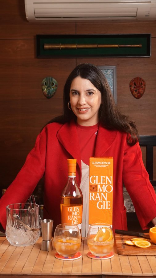 Instagram post by @anahitadhondy for GLENMORANGIE. Caption reads: Tis’ the Season for Delicious living with....