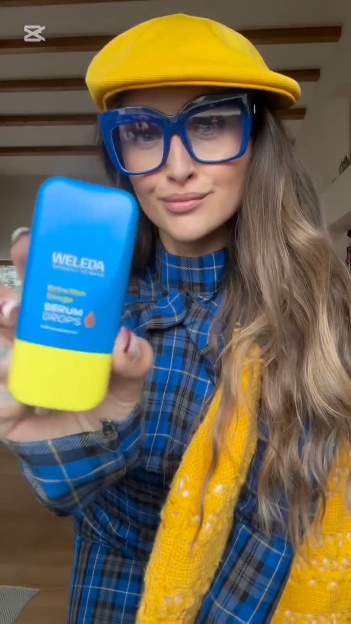 Instagram post by @sharlotaofficial for Weleda. Caption reads: Booster drops od @weledacz je konecne skincare,....