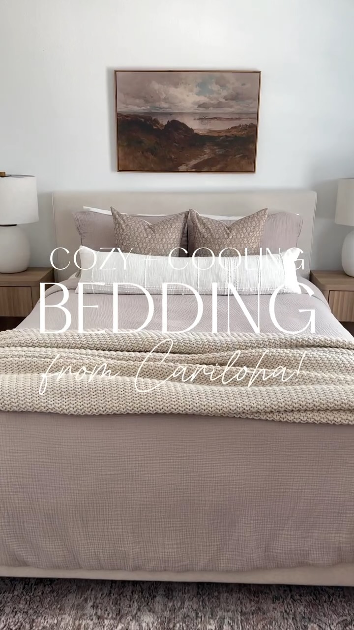 Instagram post by @myaustinhaven for Cariloha. Caption reads: Cozy + Breathable Bedding all from @Cariloha....