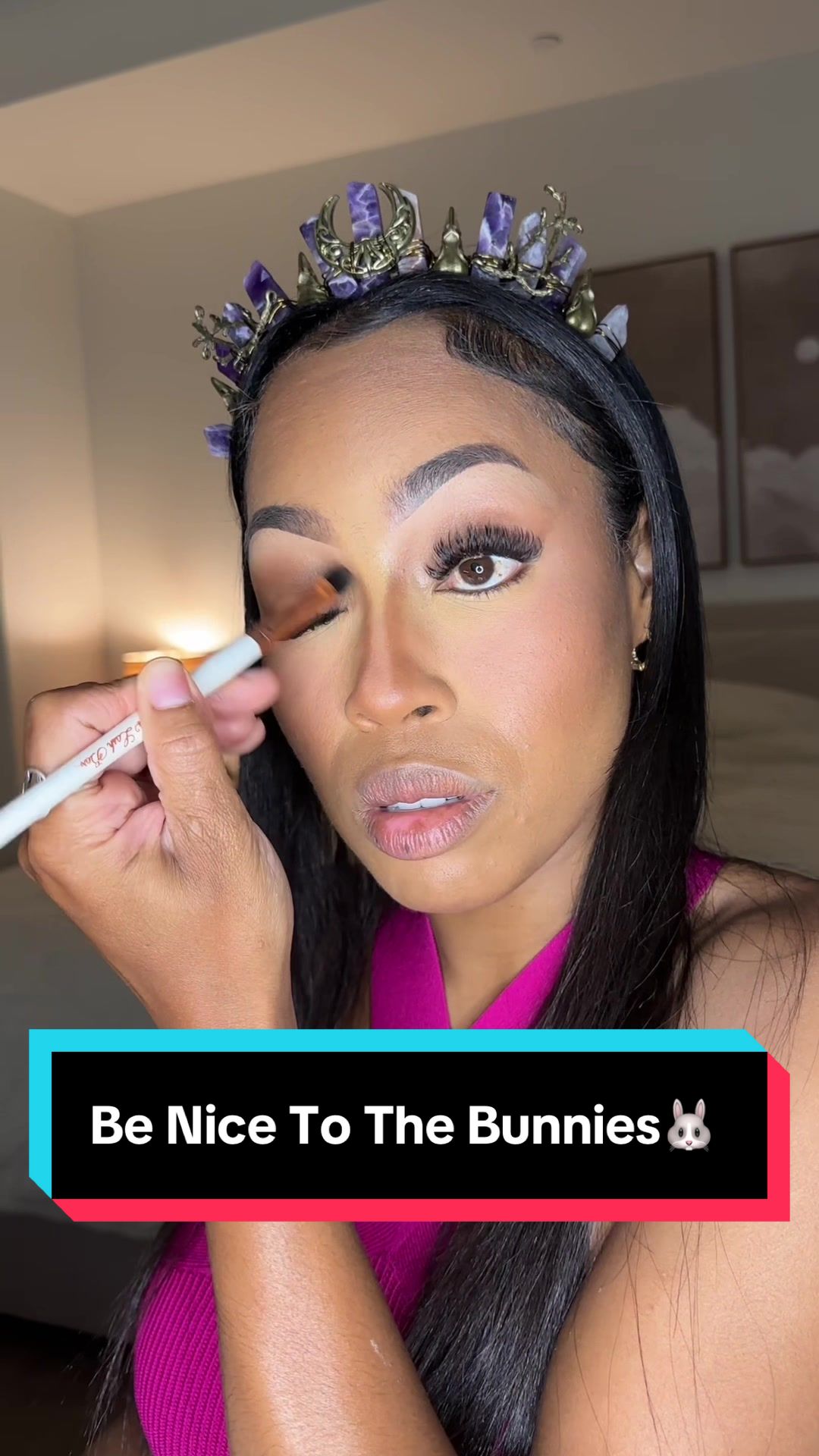 TikTok post by @ninadoesitall for DIBS Beauty. Caption reads: [...] while giving me a nice warm glow💞....