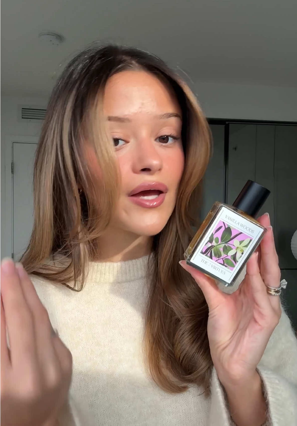 TikTok post by @hadeelelmadhoon for The 7 Virtues. Caption reads: [...] you haven’t tried Vanilla Woods by @The 7....