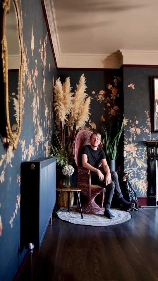 Instagram post by @bland_design for Sandberg Wallpaper. Caption reads: Ad @sandbergwallpaper ✨I'm obsessed with this....