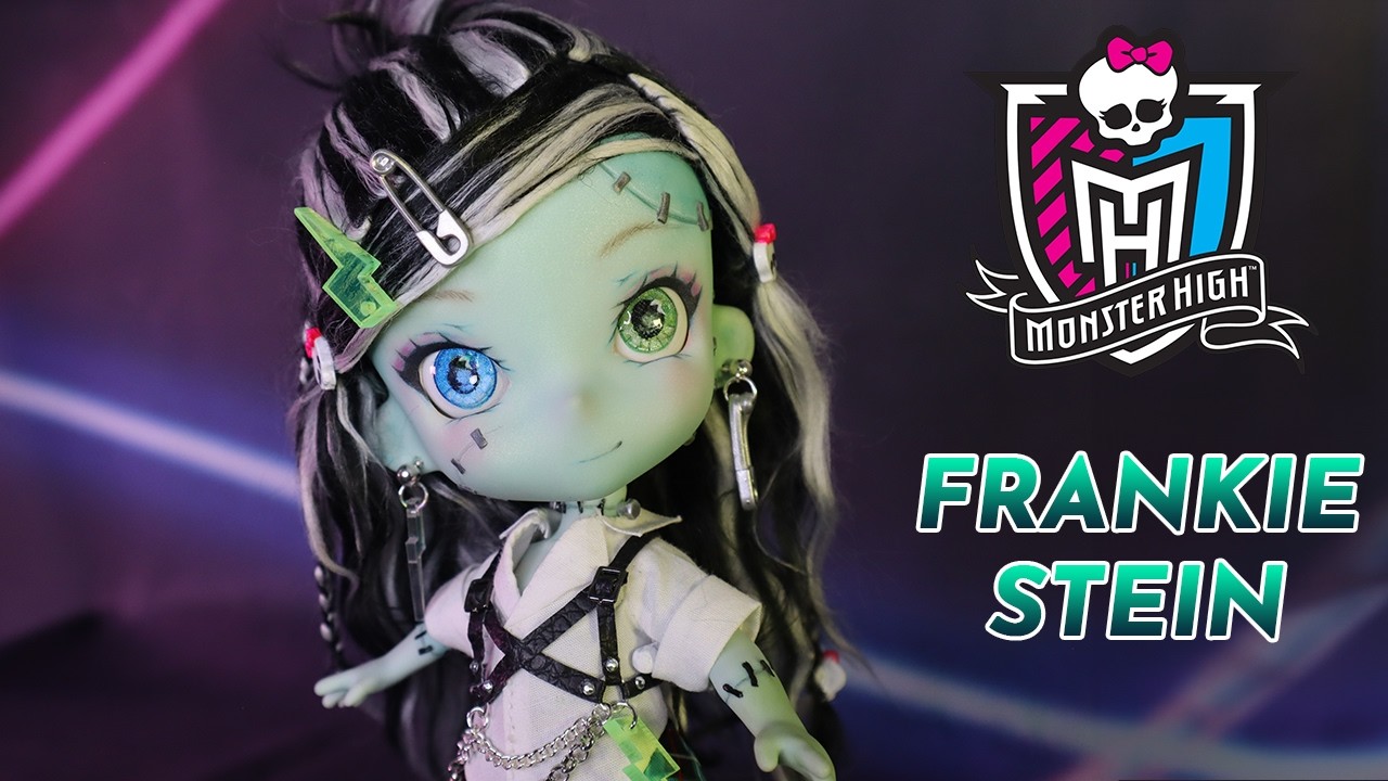 YouTube post by @LadyDynamiteCreates for Thingiverse. Caption reads: Tiny, Stitched, and Electric ⚡ Chibi Frankie Stein.