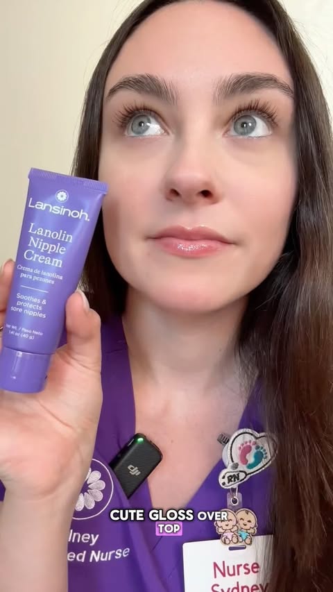 Instagram post by @nurse_sydney for Lansinoh. Caption reads: [...] on your nipples 🍒👀 I love using my....