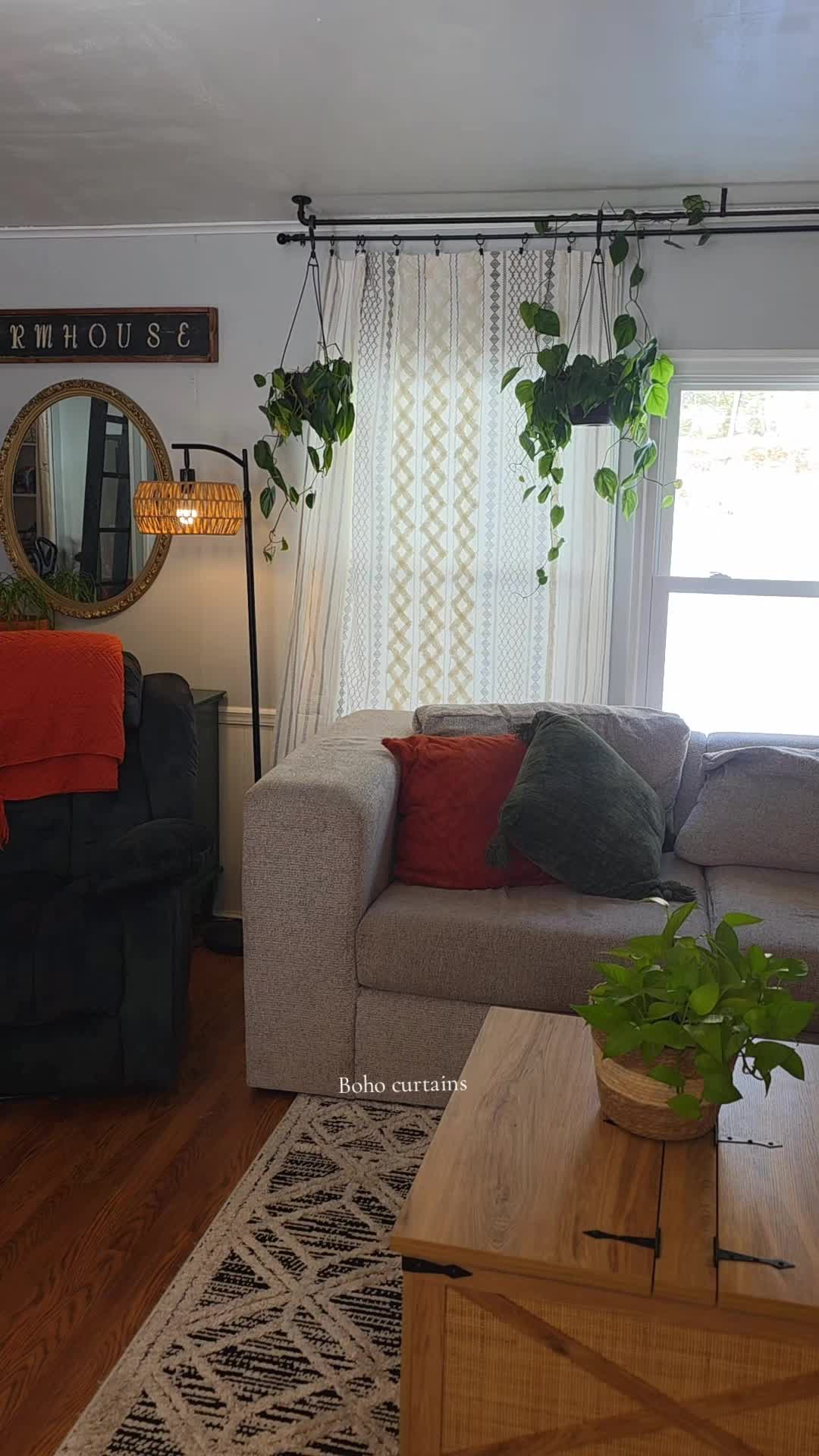 TikTok post by an influencer for Livnco. Caption reads: @LIVNCO. #bohocurtains #curtains [...].