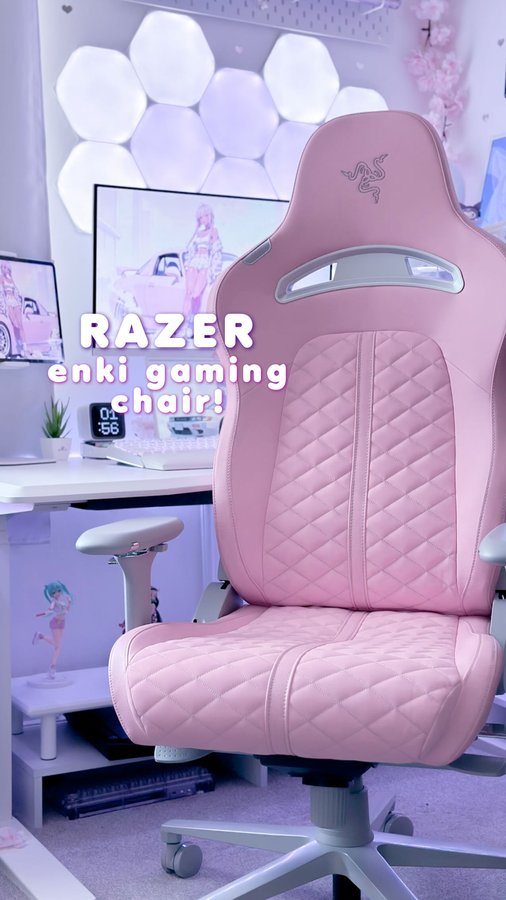 Instagram post by an influencer for Razer. Caption reads: [...] gaming chair, the Enki from @razer! I had....