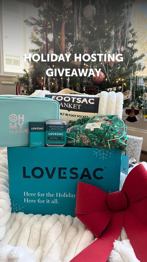 Instagram post by @ohmymahjong for Lovesac. Caption reads: We’re celebrating the season with a Holiday....