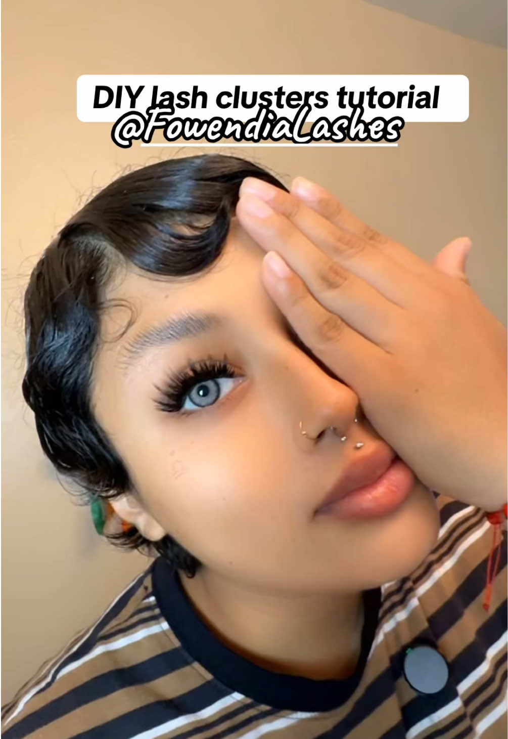 TikTok post by @mamazeezeee for Fowendia Lashes. Caption reads: Using @Fowendia Lashes click link to get yours !....