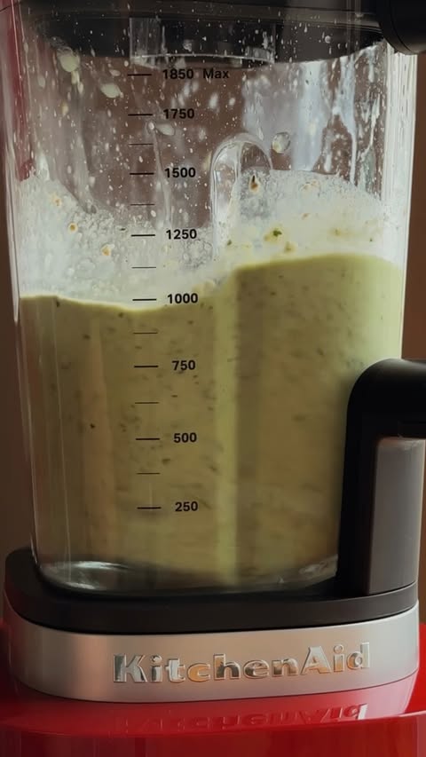 Instagram post by @olivianoceda for KitchenAid. Caption reads: high fiber freezer green smoothie bags....