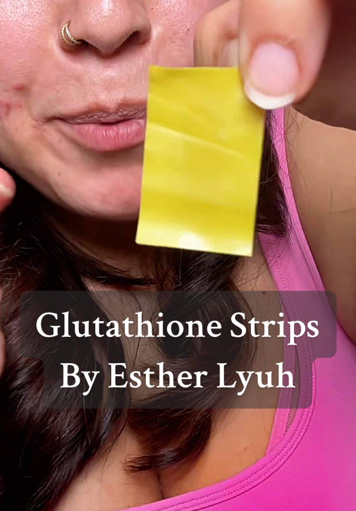 TikTok post by @ev3_c for Esther Formula. Caption reads: [...] #glutathionestrips #skincare @ESTHER FORMULA....