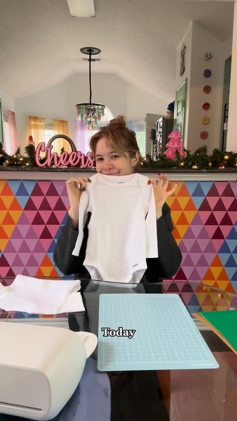 Instagram post by @kaarinjoy for Cricut. Caption reads: Let’s make custom baby clothes for my baby to....