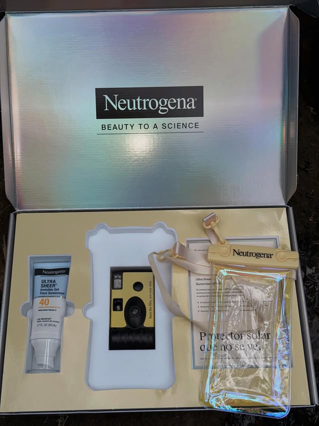 Instagram post by @angelcitro for Neutrogena. Caption reads: [...] beautiful Package of goodies from....