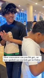 Instagram post by @srdubai for Majid Al Futtaim. Caption reads: spoilt rotten in Dubai 😅 you love it and hate it....