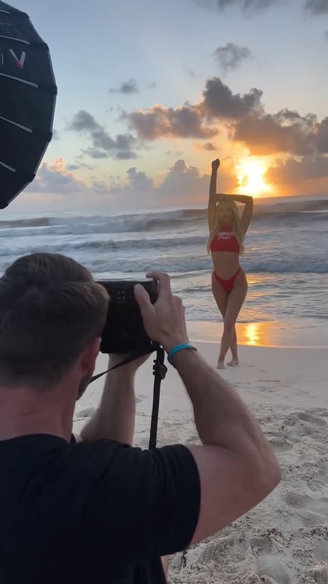 Instagram post by @sophie.stocklein for Hawaiian Tropic. Caption reads: Baywatch Vibes🍒 @hawaiiantropic x....