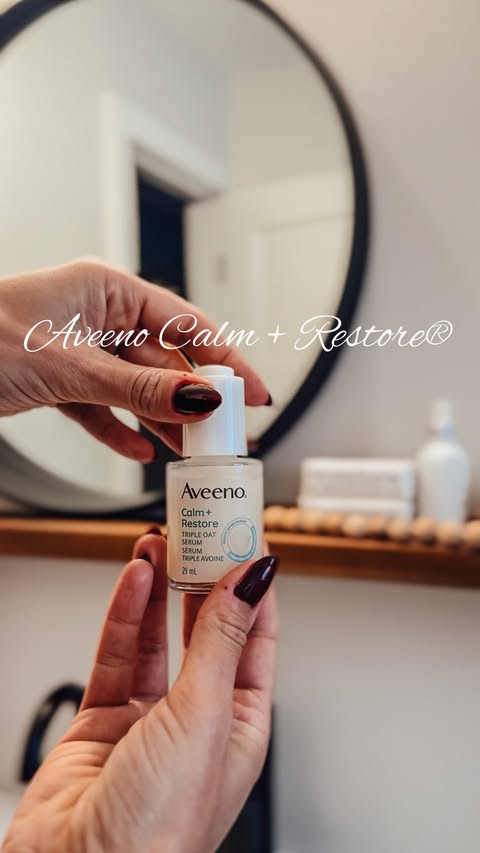 Instagram post by @staceykasdorf for Aveeno. Caption reads: Who else’s skin has been at war with winter? 🙋‍♀️....