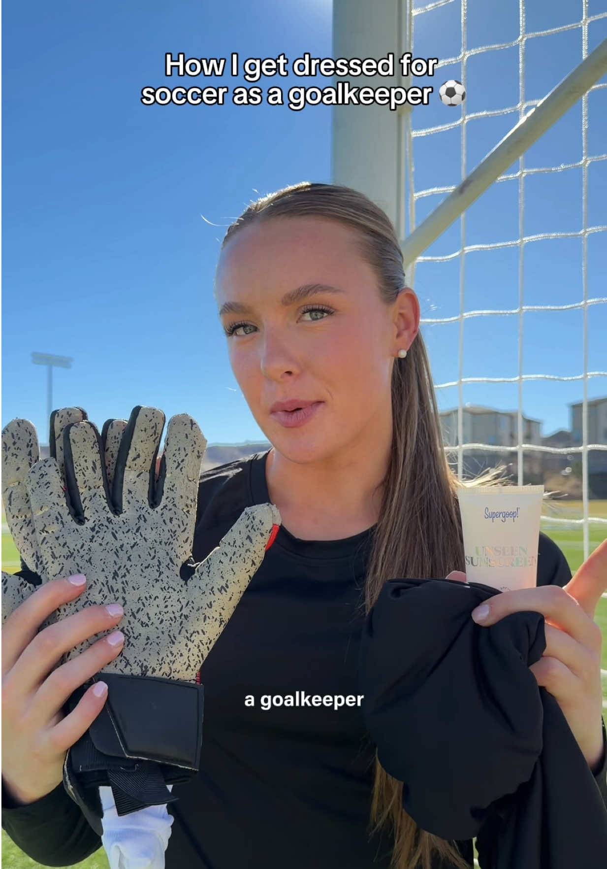 TikTok post by @brittany1wilson for Supergoop. Caption reads: [...] the right gear.. and the right SPF.....