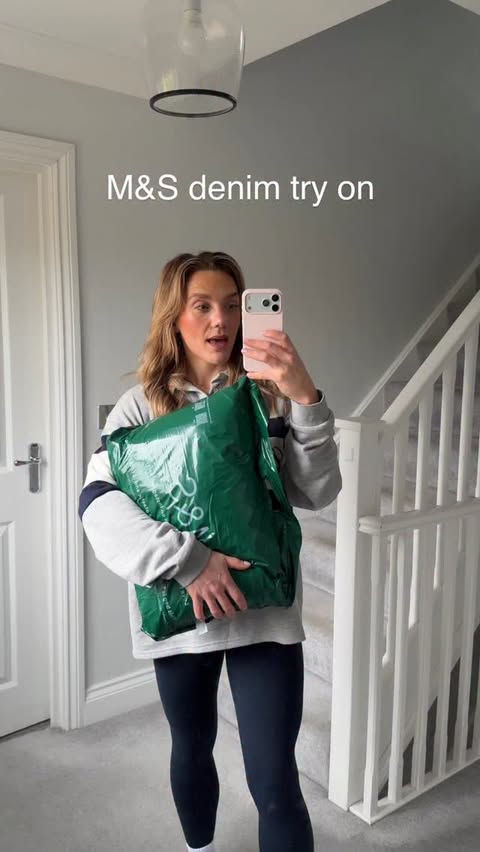 Instagram post by @kristinahullhome for Marks and Spencer. Caption reads: M&S have just launched a new denim edit, and we....