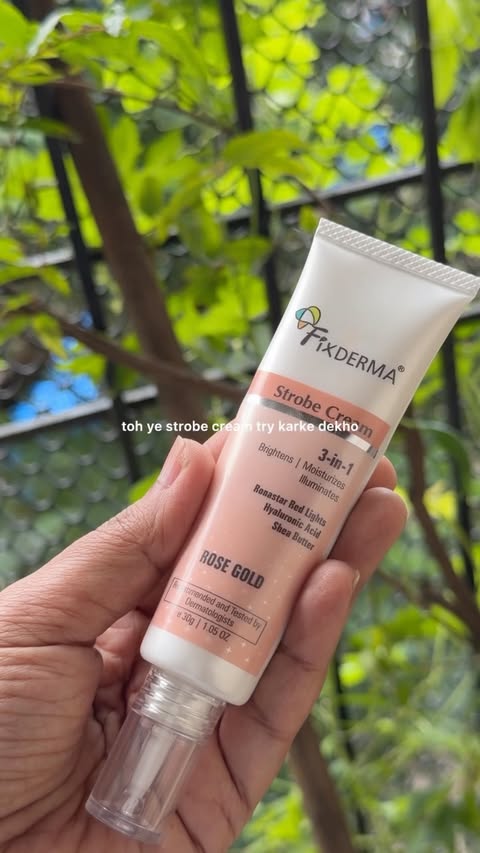 Instagram post by @shaistakhan78 for Fixderma. Caption reads: Glow up your makeup base with Fixderma Strobe....