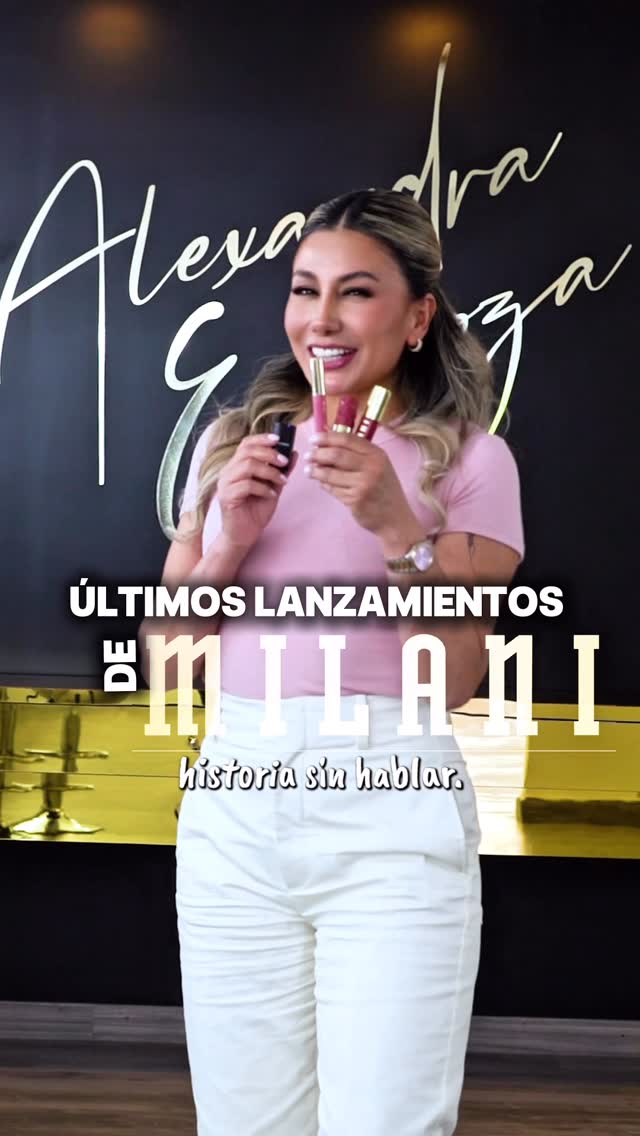 Instagram post by @alexandraespinozamakeup for Milani Cosmetics. Caption reads: ÚLTIMOS LANZAMIENTOS DE MILANI 💄👄🍇🖤

Hoy voy a....
