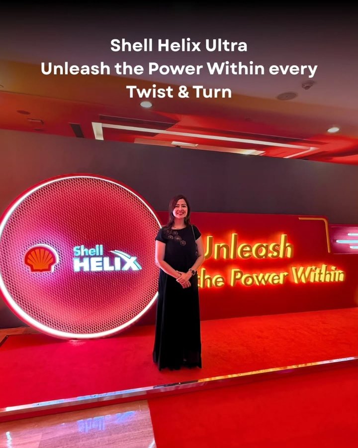 Instagram post by an influencer for Shell India. Caption reads: Unleash the Power Within with Shell Helix Ultra.....