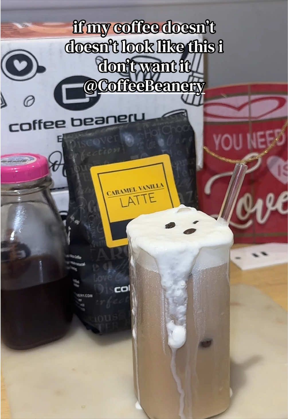TikTok post by @edenrascon for Coffee Beanery. Caption reads: [...] coming 🔜 this coffee blew me away @Coffee....