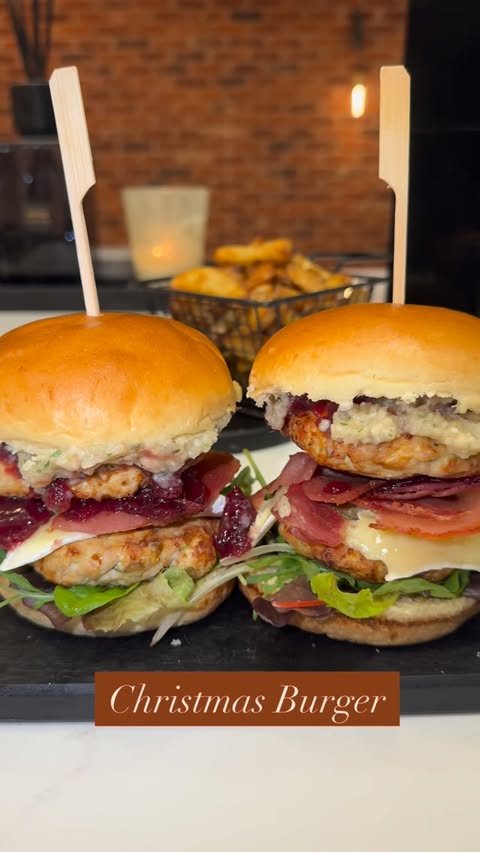 Instagram post by @boothys_sw_insta19 for The Skinny Food Co. Caption reads: 🎄CHRISTMAS TURKEY BURGER🎄YAAAAS had to be done....