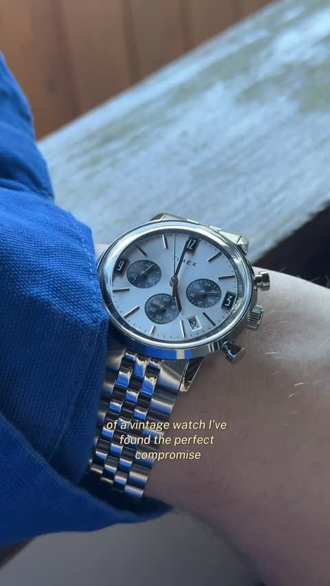 Instagram post by @samueleoolivieri for Trendhim. Caption reads: This is the Timex Marlin Quartz Chronograph. Now,....