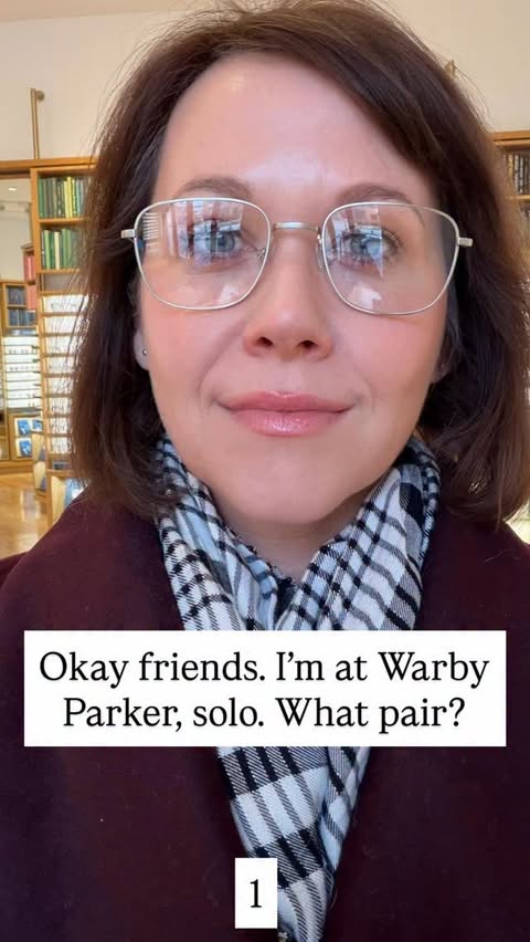 Instagram post by @heysarahsweeney for Warby Parker. Caption reads: Tell me what you like best! I’m in the mood to....