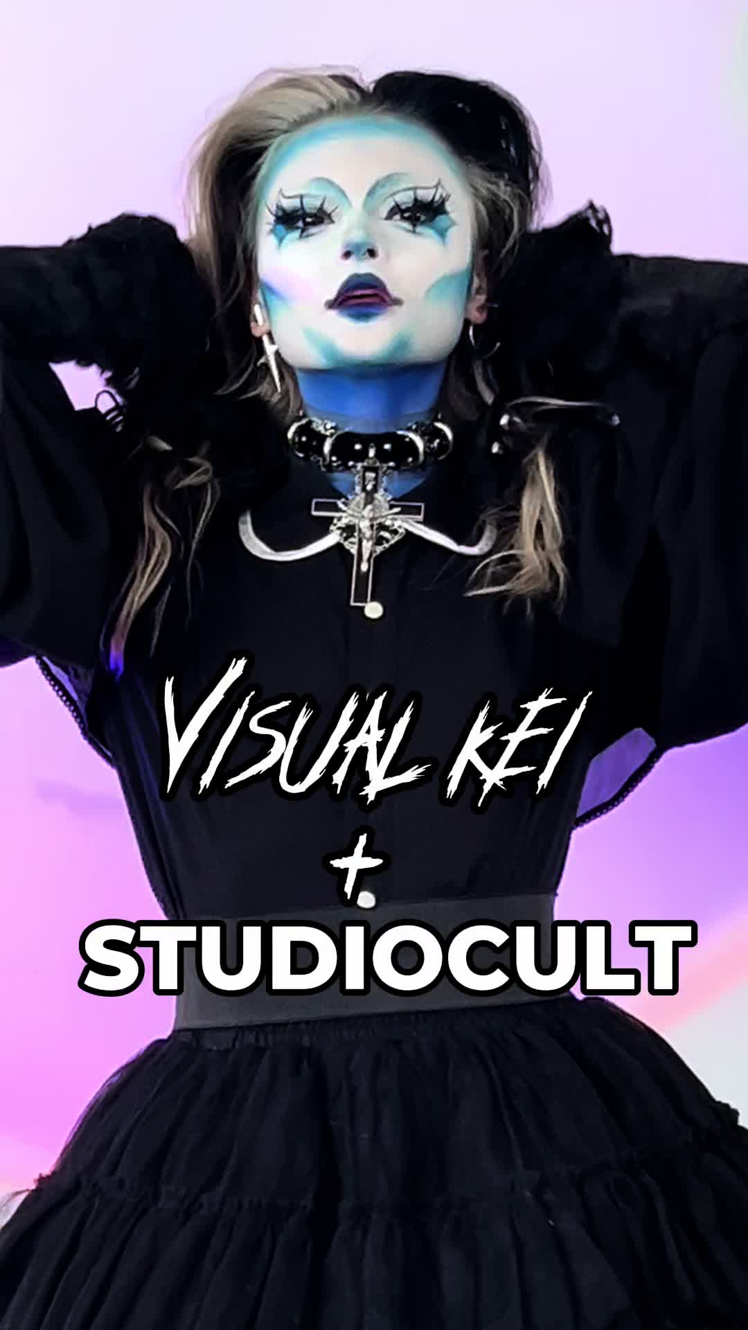 TikTok post by @lovelybedhead for STUDIOCULT. Caption reads: HELLO @STUDIOCULT || #visualkei #goth #punk....