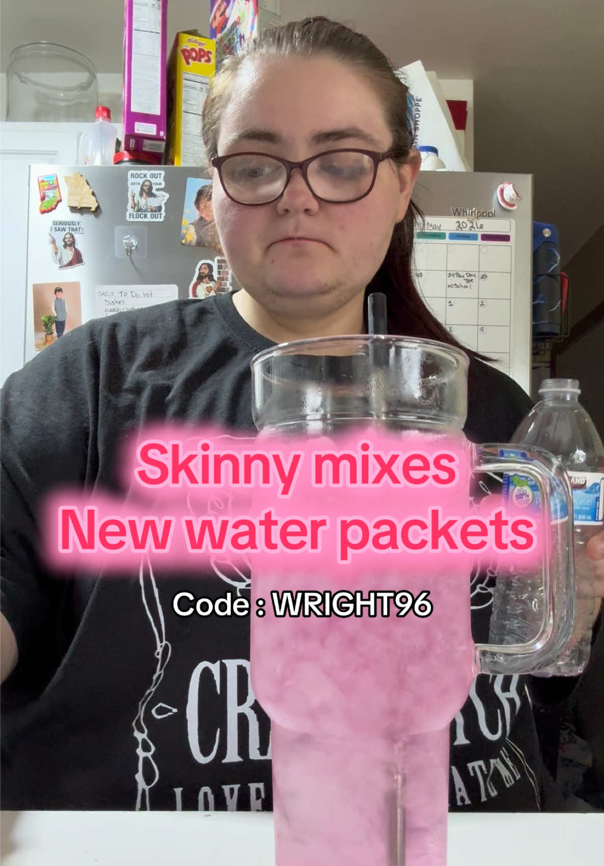 TikTok post by @jackie.t.wright for Jordan’s Skinny Mixes. Caption reads: #watertok #watertok💧 #flavoredwater #skinnymixes....