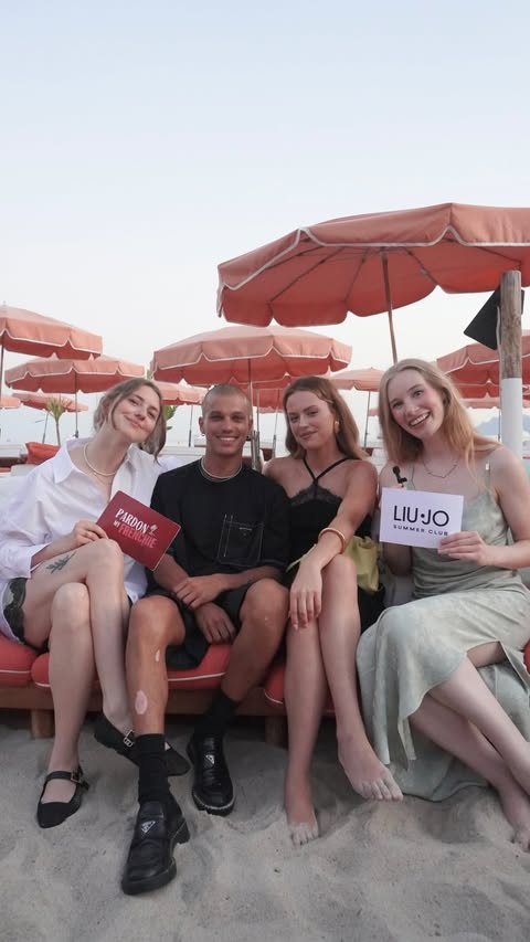 Instagram post by @pardonmyfrenchie.show for Liu Jo. Caption reads: @liujo summer club: hot girl summer headquarters....