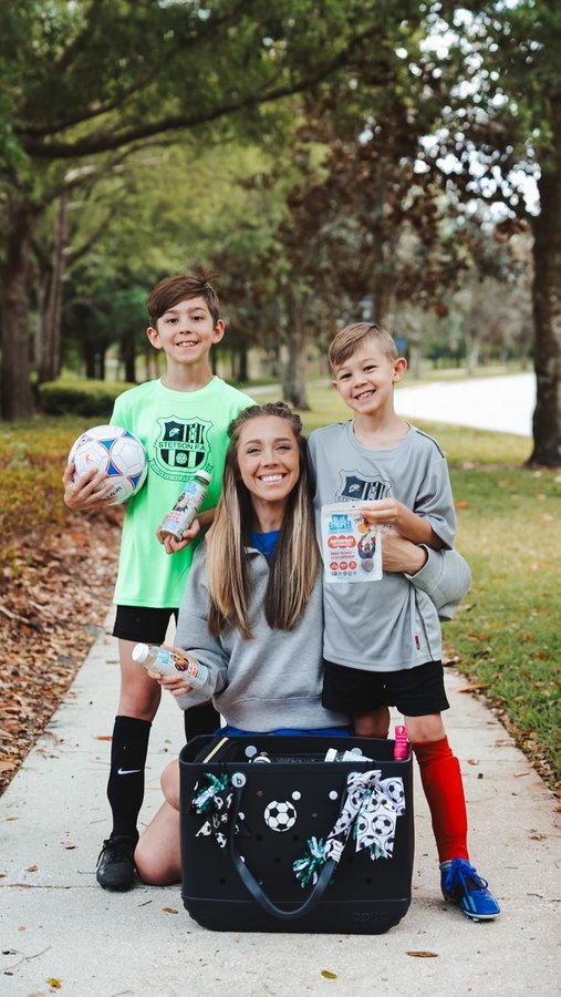 Instagram post by @stephleighworthy for Blue Stripes. Caption reads: You know you’re a soccer mom when the weekend....