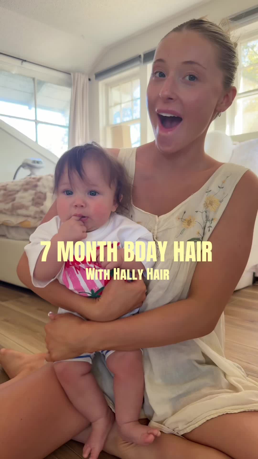 TikTok post by @phoebehopkinsonn for Hally Hair. Caption reads: [...] old enough to leave them in her hair! @Hally....